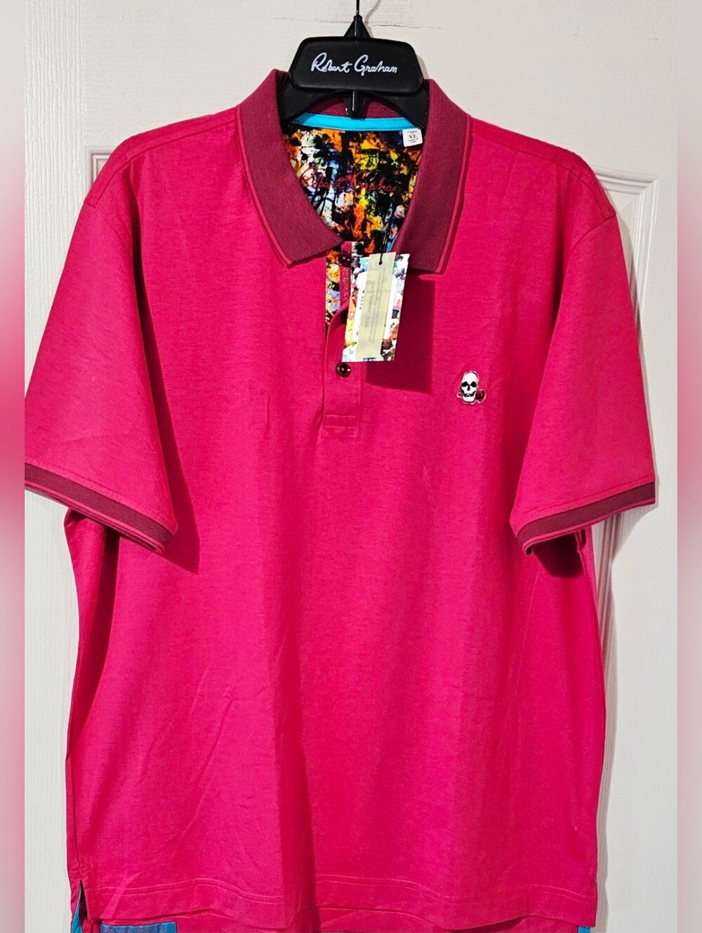 Robert Graham Men’s Hot Pink Polo with Contrast Trim